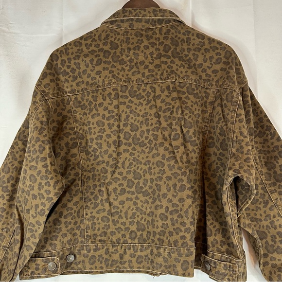 AMERICAN EAGLE Women’s Size XXL Denim Jean Jacket Coat Leopard Print Trucker - Picture 14 of 16